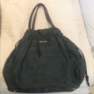 Prada logo nylon top handle bag